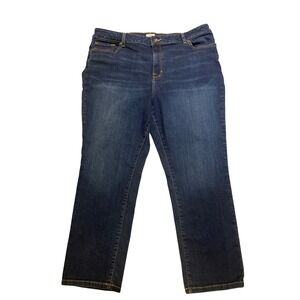 LLBean Classic Fit Jeans Women's Size 20‎ Pet Dark Wash Denim Straight Leg Pants